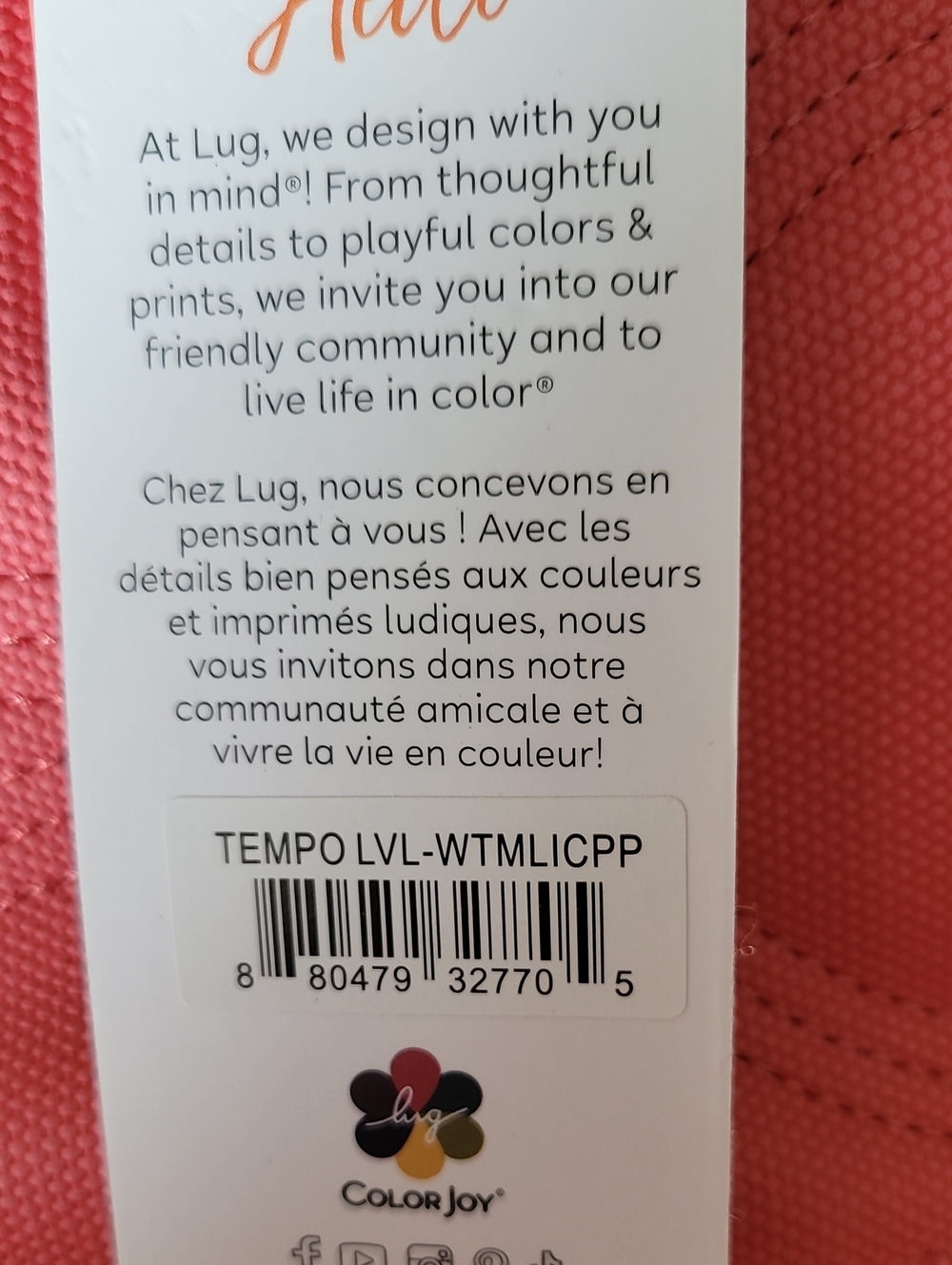 Lug Tempo Matte Luxe VL Tote Bag in Watermelon Icepop - Picture 8 of 8